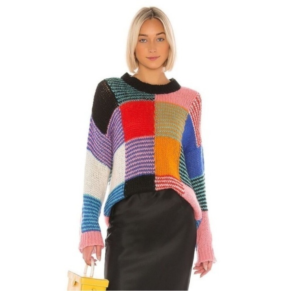Stine Goya Sweater Sana Patchwork Gingham in Mohair Multi Color